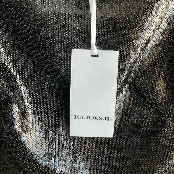 NWT PAROSH 320$ black Sequined Slim Fit Mini Dress, size XS - Picture 7 of 10
